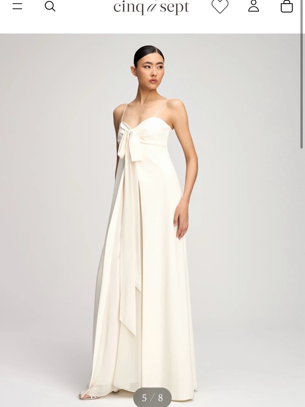 cinq a sept Cream Bow-Front Spaghetti Strap Maxi Dress
